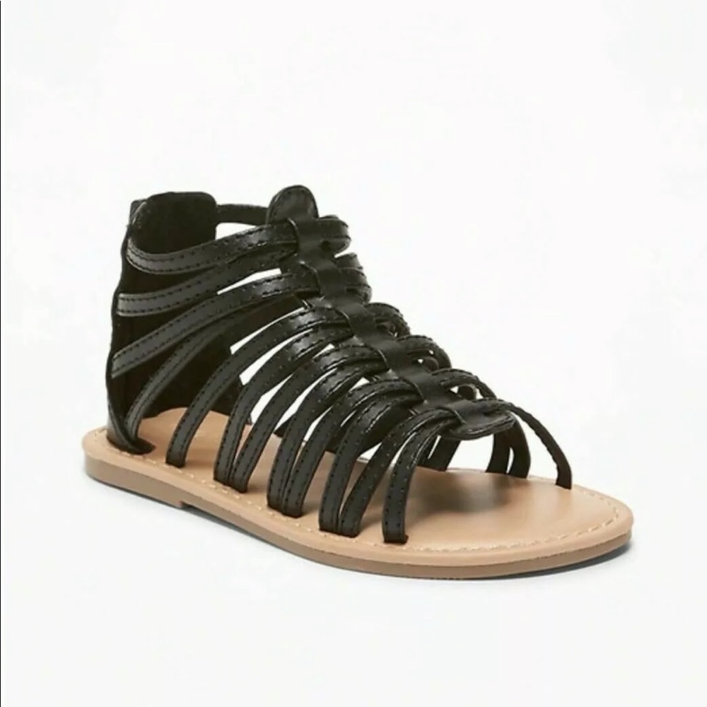 NWT Oldnavy Black gladiator sandal with zipper back